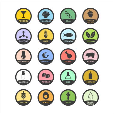 Vegan Icon set. Vektör çizim.