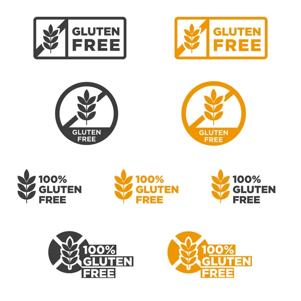 Conjunto Iconos Sin Gluten Ilustración Vectorial — Vector de stock