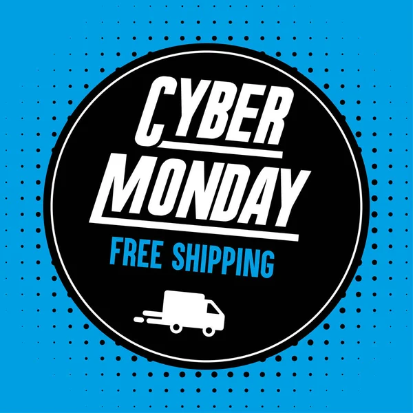 Banner Del Cyber Monday Envío Gratuito — Vector de stock