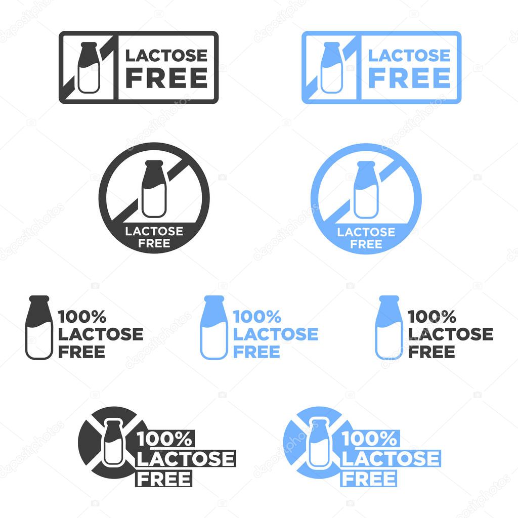 Lactose free icon set.