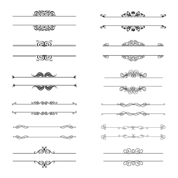 Fiorisce Ornamenti Calligrafici Cornici Collezione Design Stile Retrò Set Elementi — Vettoriale Stock