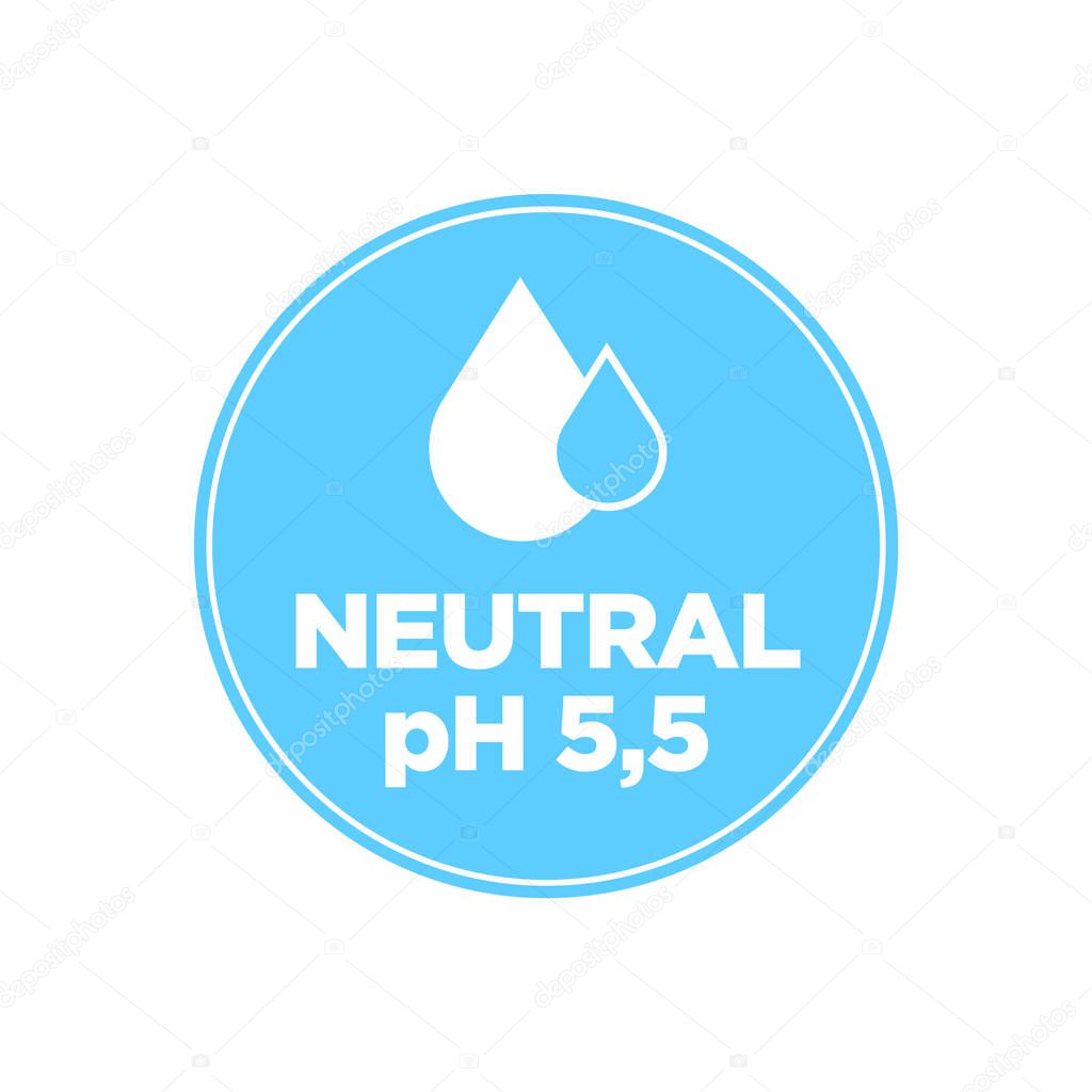 Neutral pH icon. Blue and white.