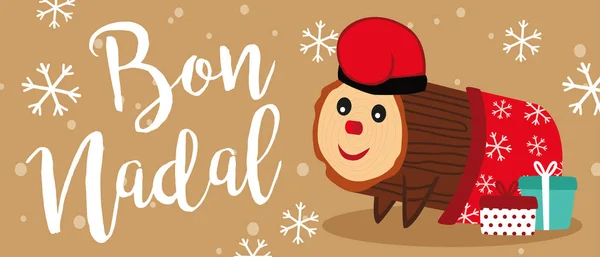Ilustración Del Vector Caga Tio Celebración Tradicional Navidad Cataluña Aragón — Vector de stock