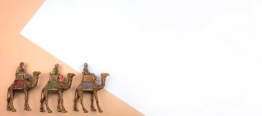 Yaratıcı Noel düzeni. Üç Akil adam için mektup. Düz yatıyordu üstten görünüm.