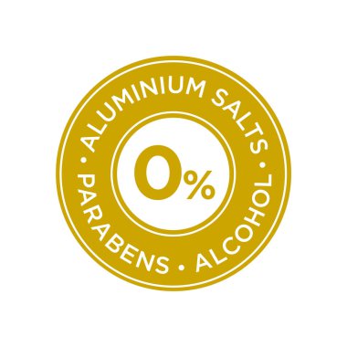 Alüminyum tuzları, parabens ve alkol ücretsiz simge. Etiket deodorantlar ve diğerleri için kişisel bakım ürünleri.