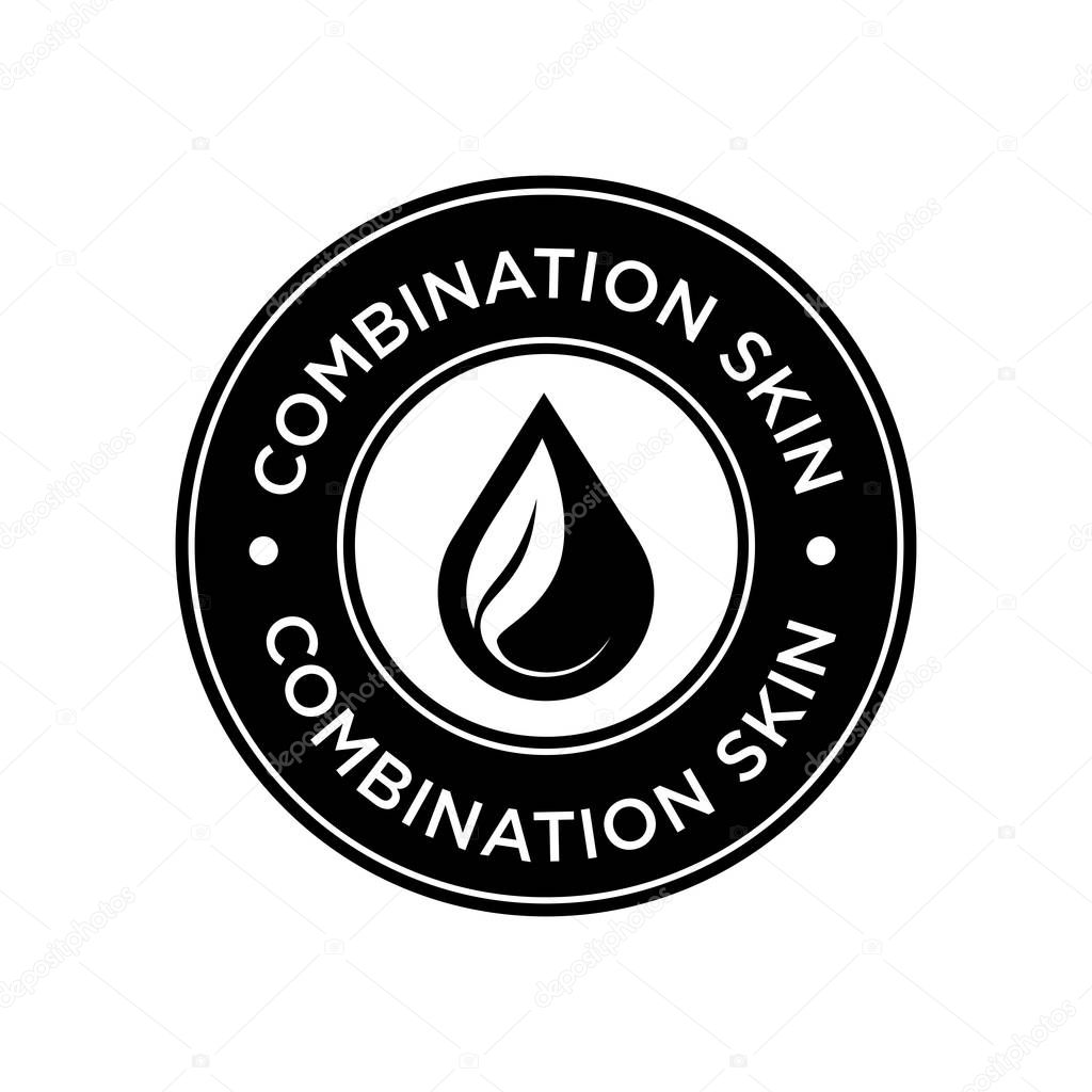 Combination skin icon. Label with skin type indicator for personal care products.