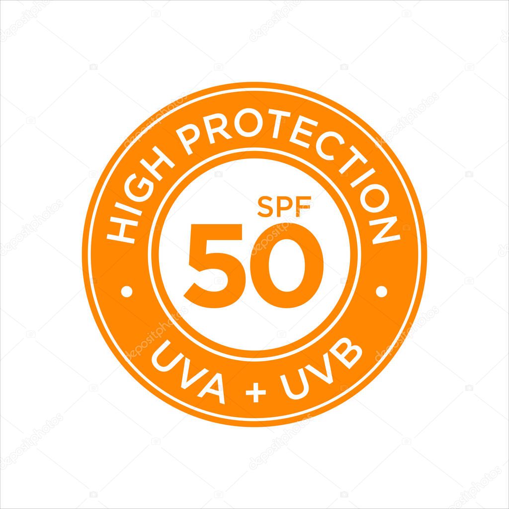 UV, sun protection, high SPF 50 vector icon on white background