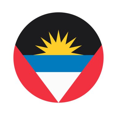 Antigua ve Barbuda'nın yuvarlak bayrağı. Beyaz arka planda yalıtılmış simge.