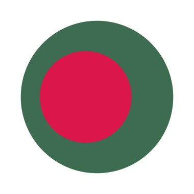 Bangladeş'in yuvarlak bayrağı. Beyaz arka planda yalıtılmış simge.