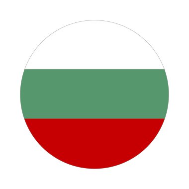 Bulgaristan'ın yuvarlak bayrağı. Beyaz arka planda yalıtılmış simge.
