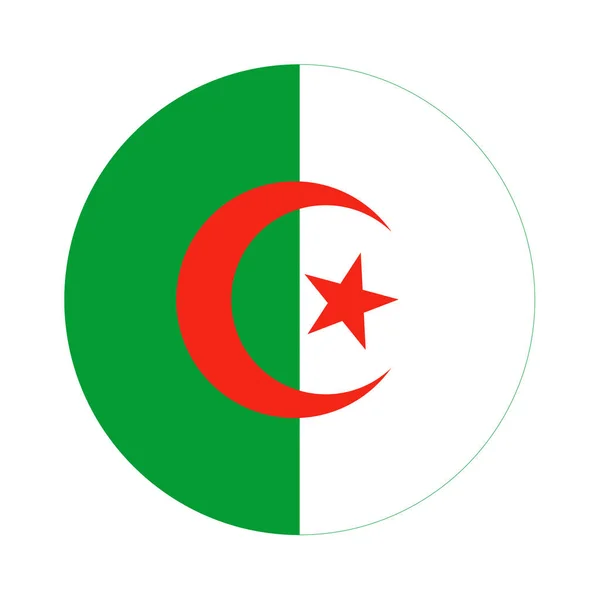 Bandera Redonda Argelia Icono Aislado Sobre Fondo Blanco — Archivo Imágenes Vectoriales