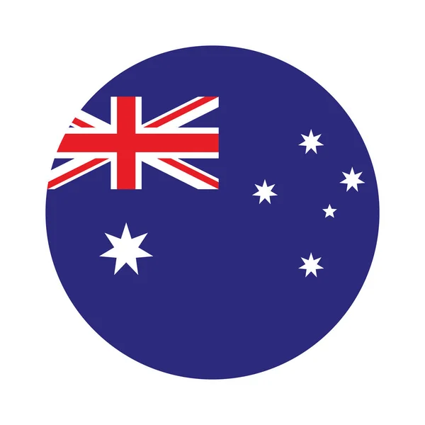 Bandiera Rotonda Dell Australia Icona Isolata Sfondo Bianco — Vettoriale Stock