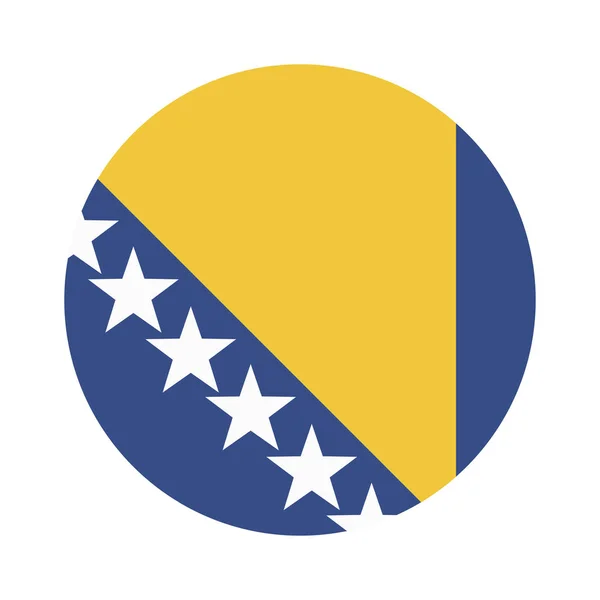 Rund Flagga Bosnien Och Hercegovina Isolerad Ikon Vit Bakgrund — Stock vektor
