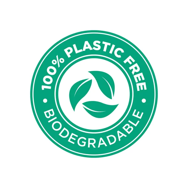 100 Pastique Gratuit Icône Biodégradable Symbole Rond Vert — Image vectorielle