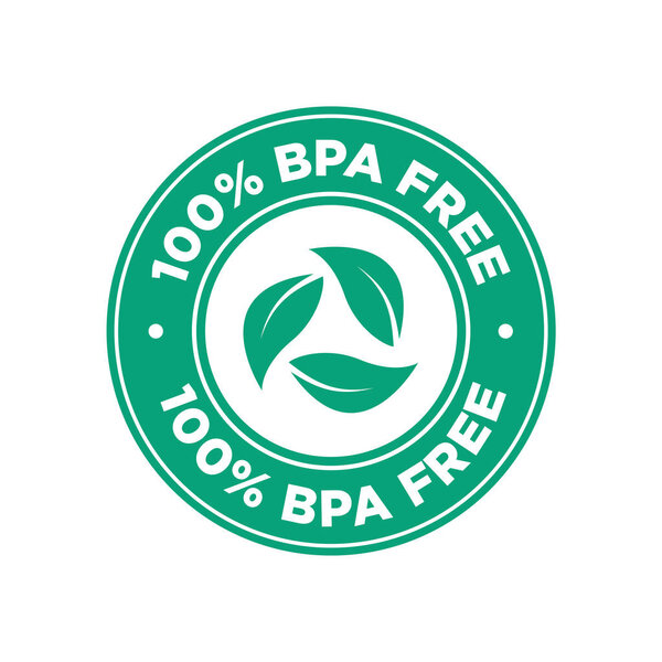 100% BPA free icon. Round green symbol.