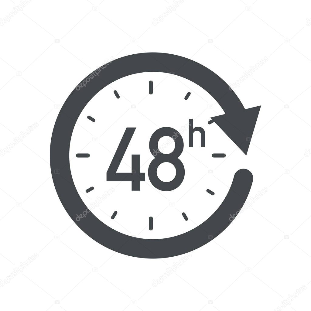 48h icon. Flat vector illustration in black on white background.