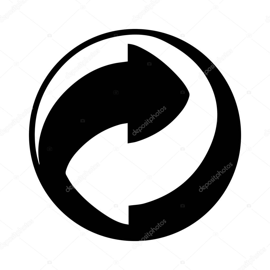 Round Recycling symbol for plastic packages.