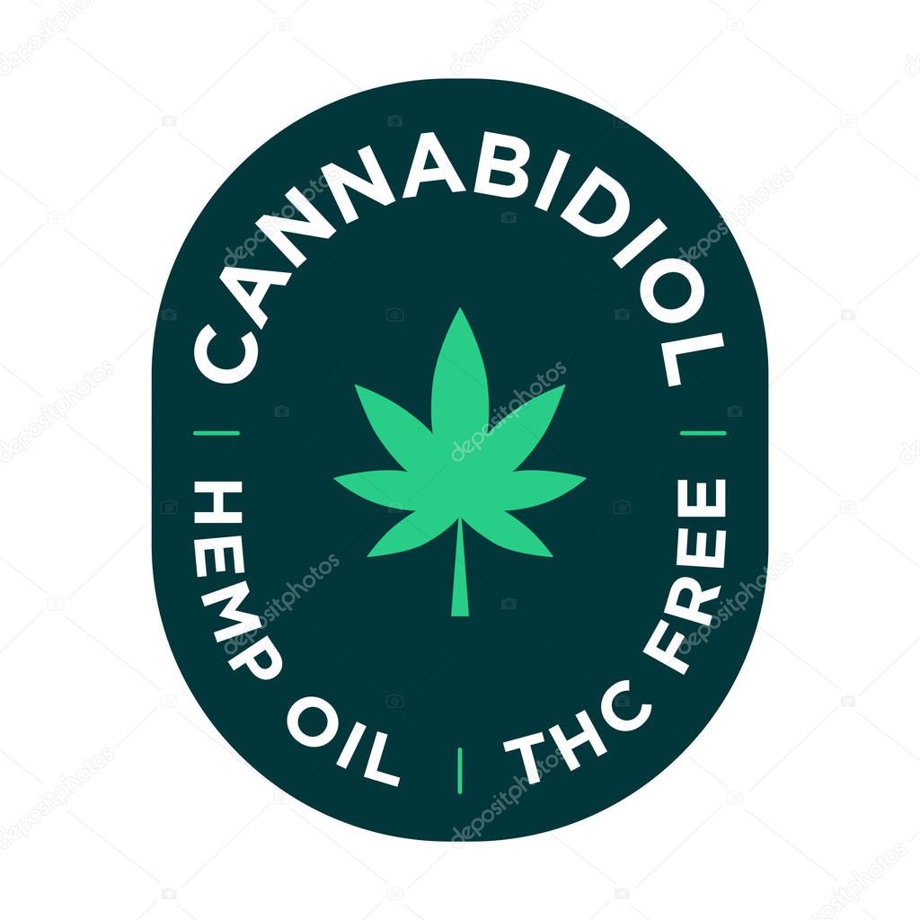 Cannabidiol hemp oil icon. THC Free.