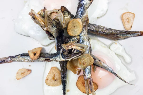 Close up Dried anchovies (Engraulis encrasicolus)