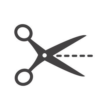 Basit makas simgesi. Siyah ve izole vektör.