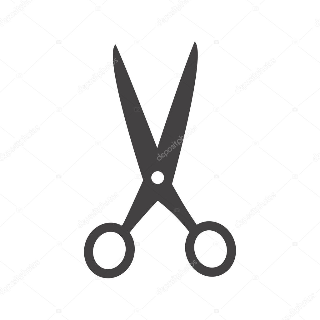 Simple Scissor icon.  Black and isolated vector.