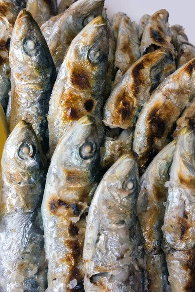 Grilled Sardines Fish Plate — Stock Photo, Image