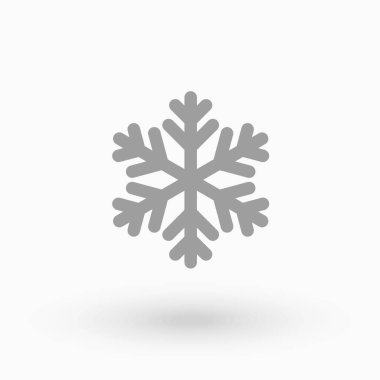 Beyaz arkaplanda çizgi biçimi tasarımında basit kar tanesi simgesi. Noel süsü ve süsü için..