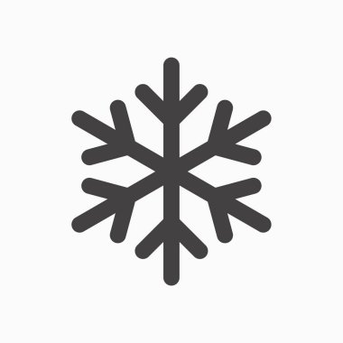 Beyaz arkaplanda çizgi biçimi tasarımında basit kar tanesi simgesi. Noel süsü ve süsü için..