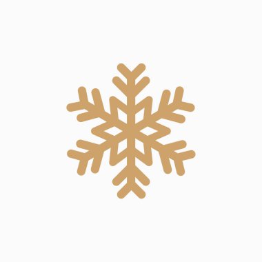 Beyaz arkaplanda çizgi biçimi tasarımında basit kar tanesi simgesi. Noel süsü ve süsü için..