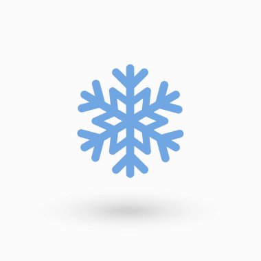 Beyaz arkaplanda çizgi biçimi tasarımında basit kar tanesi simgesi. Noel süsü ve süsü için..