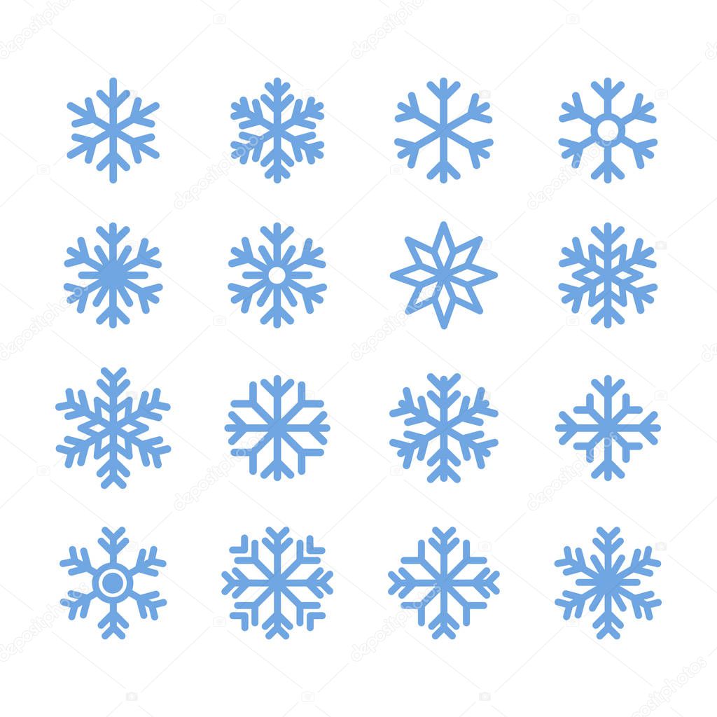 Simple snowflake icon in line style design on white background. For Christmas  decoration and ornaments.