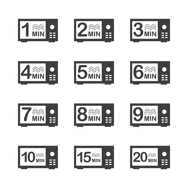 Minutes Icon Set Cook Microwave Sign — Stock Vector