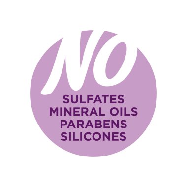 Sülfat, balmumu, mineral yağı, paraben, silikon yok. Curly Girl Method (CGM) ürün sembolünü onayladı. Saç ürünleri için mor simge.