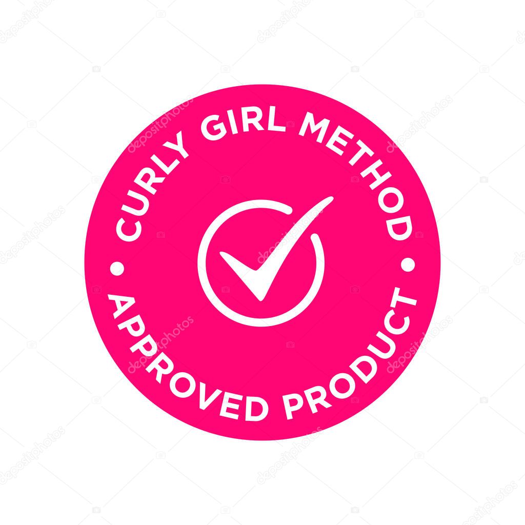 Curly Girl Method (CGM) approved product symbol. Pink icon for hair products.