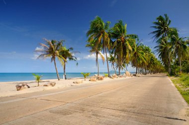 Bang Saphan bölge Prachuap Khiri Khan il Tayland, Cennet yasağı Krut plaj boyunca doğal beton yol.