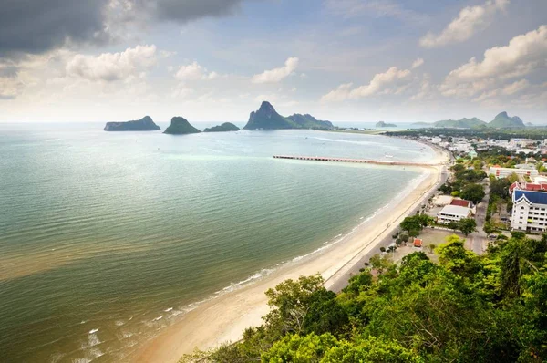 Aerial View Prachuap Town Seafront Kao Lom Muak Mountain Prachuap — Stock Photo, Image