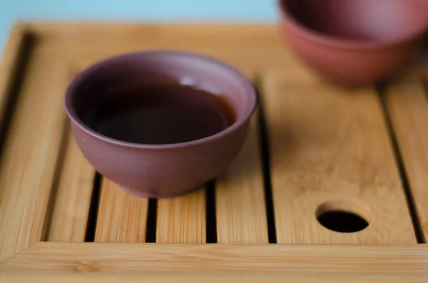 Cup Puer Close Wooden Table — Stock Photo, Image