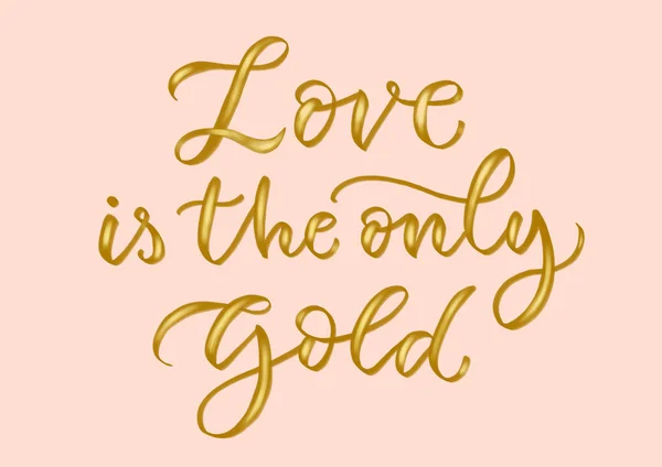 Uma inscrição caligráfica sobre o amor. Letras douradas — Fotografia de Stock