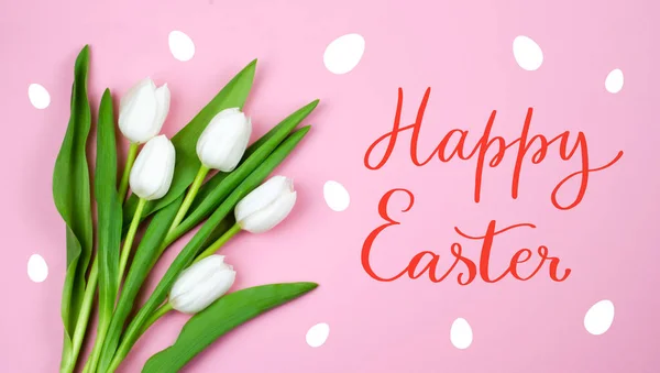 Lale ve yazıt ile Paskalya kartı Happy Easter