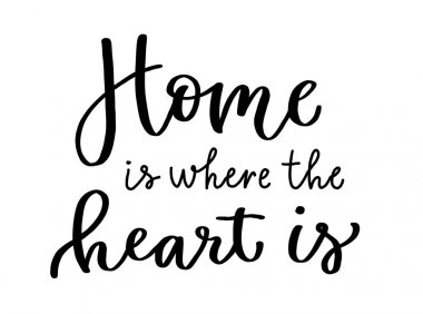 Kaligrafik yazıt Ana sayfa kalbin olduğu yerdir. Siyah harfler.