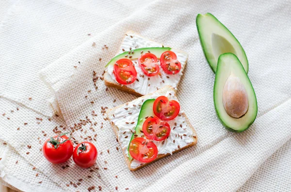 Fletley Partir Aliments Sains Sains Agit Notamment Toasts Fruits Sésame — Photo