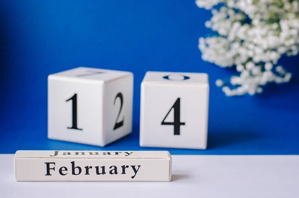 Calendario Con Fecha Del Día Todos Los Amantes Febrero Fondo — Foto de Stock