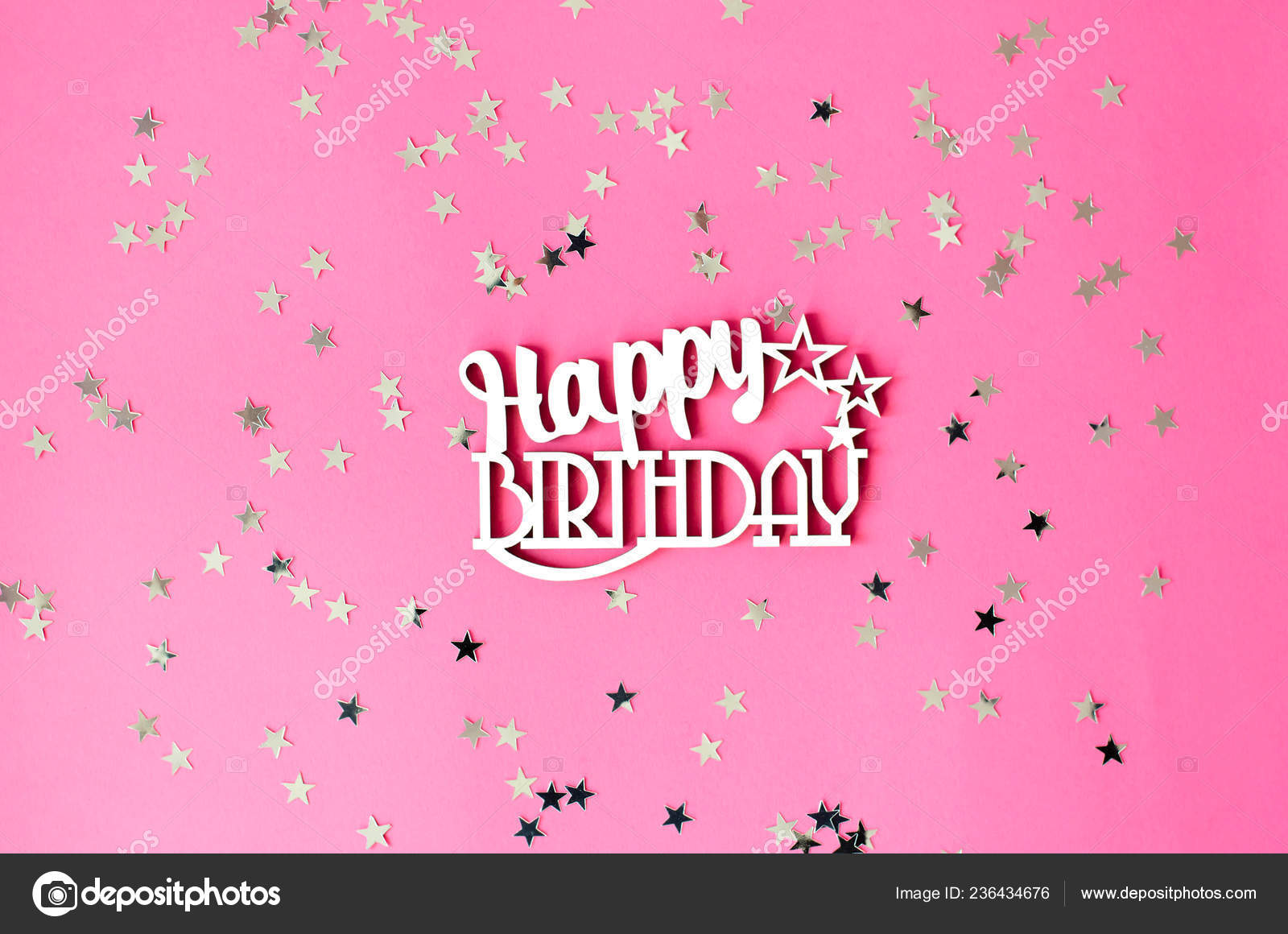 Derevyannye Nadpis Dnem Rozhdeniya Rozovom Fone Serebryanymi Zvezdami