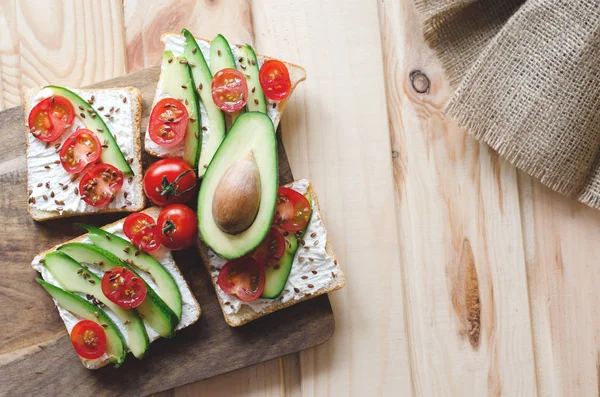 Fletley Partir Aliments Sains Sains Agit Notamment Toasts Fruits Sésame — Photo
