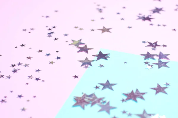 Helder roze met mint achtergrond met glanzende sterren. — Stockfoto
