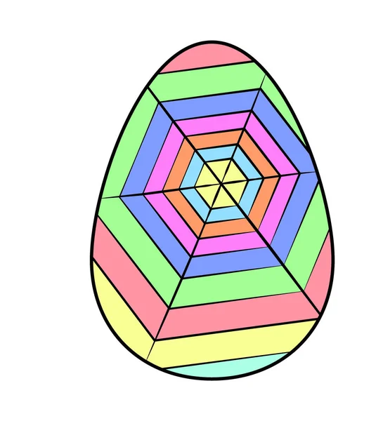 Colorido huevo de Pascua decorado con telarañas de colores elegantes. Plano. Vector . — Vector de stock