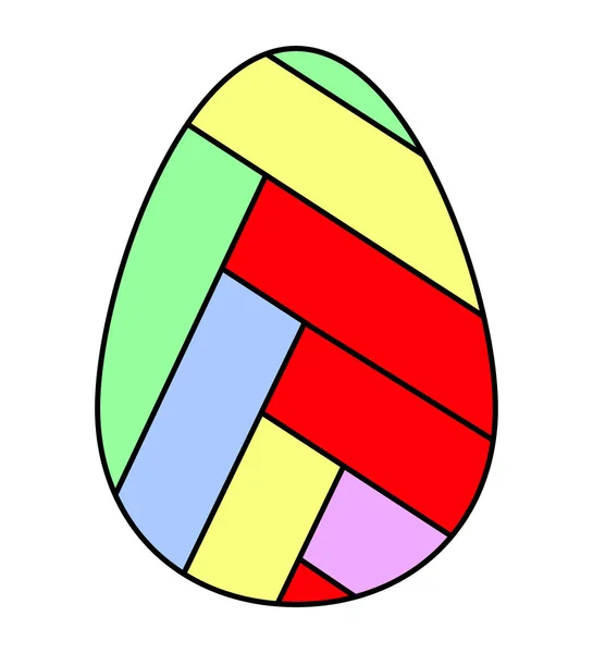 Colored Easter egg decorated with multi-colored stripes. Stylized sports ball. Flat. Vector. — Stock Vector