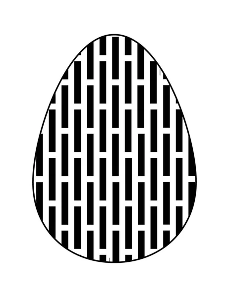 Icono de huevo de Pascua plano monocromo con patrón geométrico sobre fondo blanco. Vector . — Vector de stock