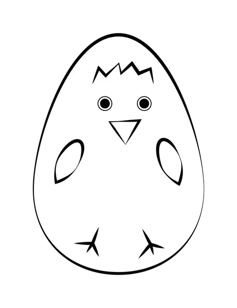 Flat egg icon with the image of a tiny, cute chick. Vector. — Stock Vector