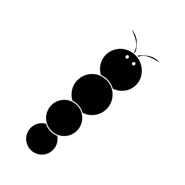 Gusano negro, larva, ciempiés en un estilo plano sobre fondo blanco — Vector de stock